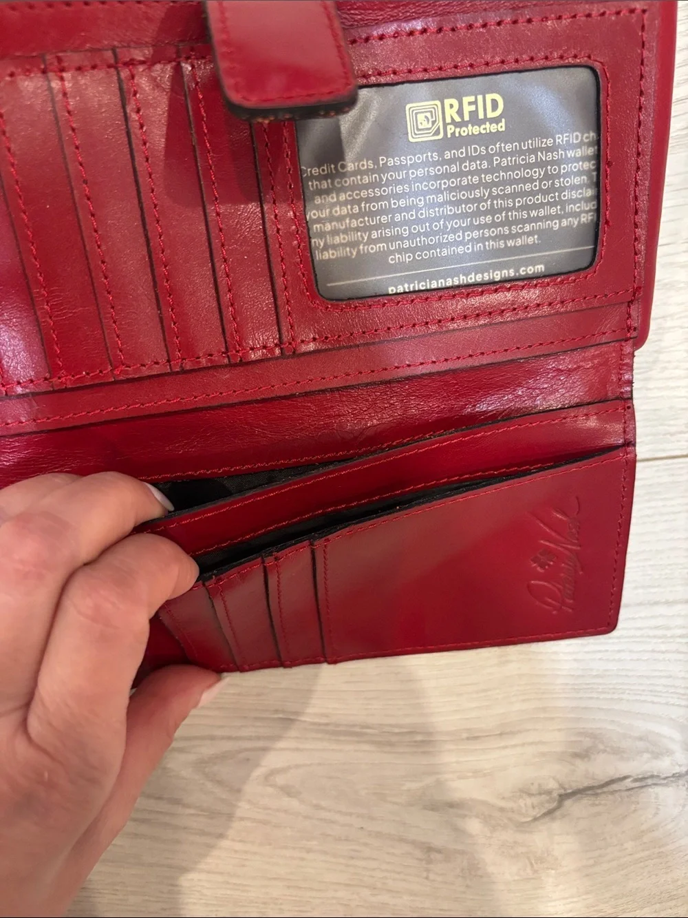 Patricia Nash Red Leather Zip & Snap Wallet